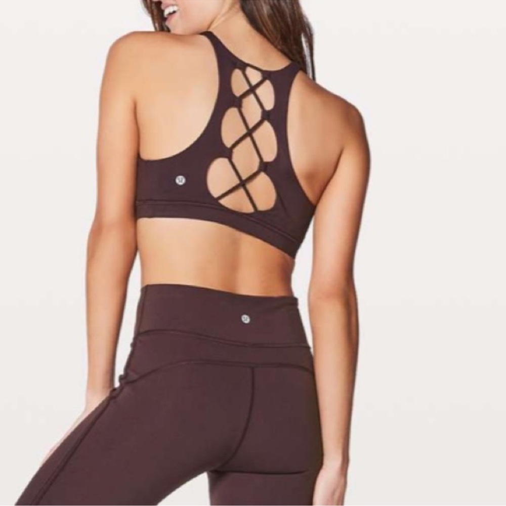 Lululemon Tied To It Bra size 4 Black Cherry
